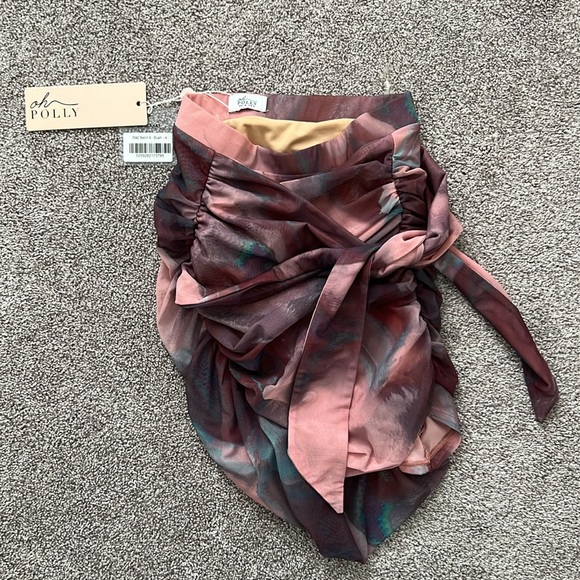 OH POLLY Universal Wrap Front Mini Skirt in blush - Picture 4 of 4